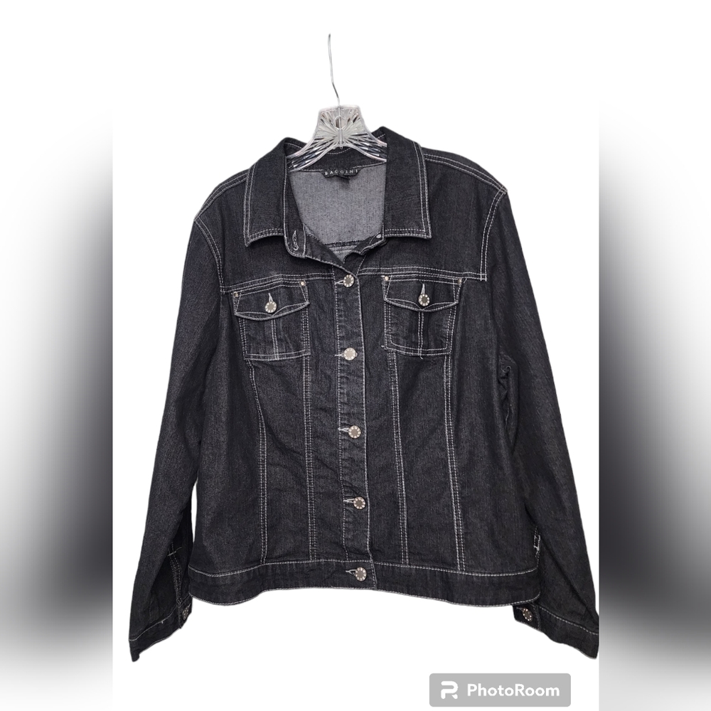 BACCINI Denim Jacket With Rhinestone Embellished  Buttons, Women’s Size 18/20W